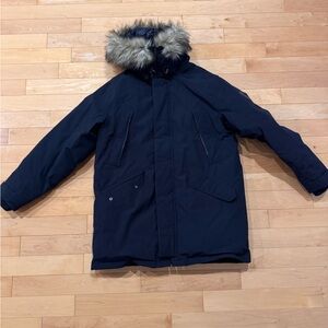 NWOT Men’s Polo Ralph Lauren navy blue winter parka, size XL.